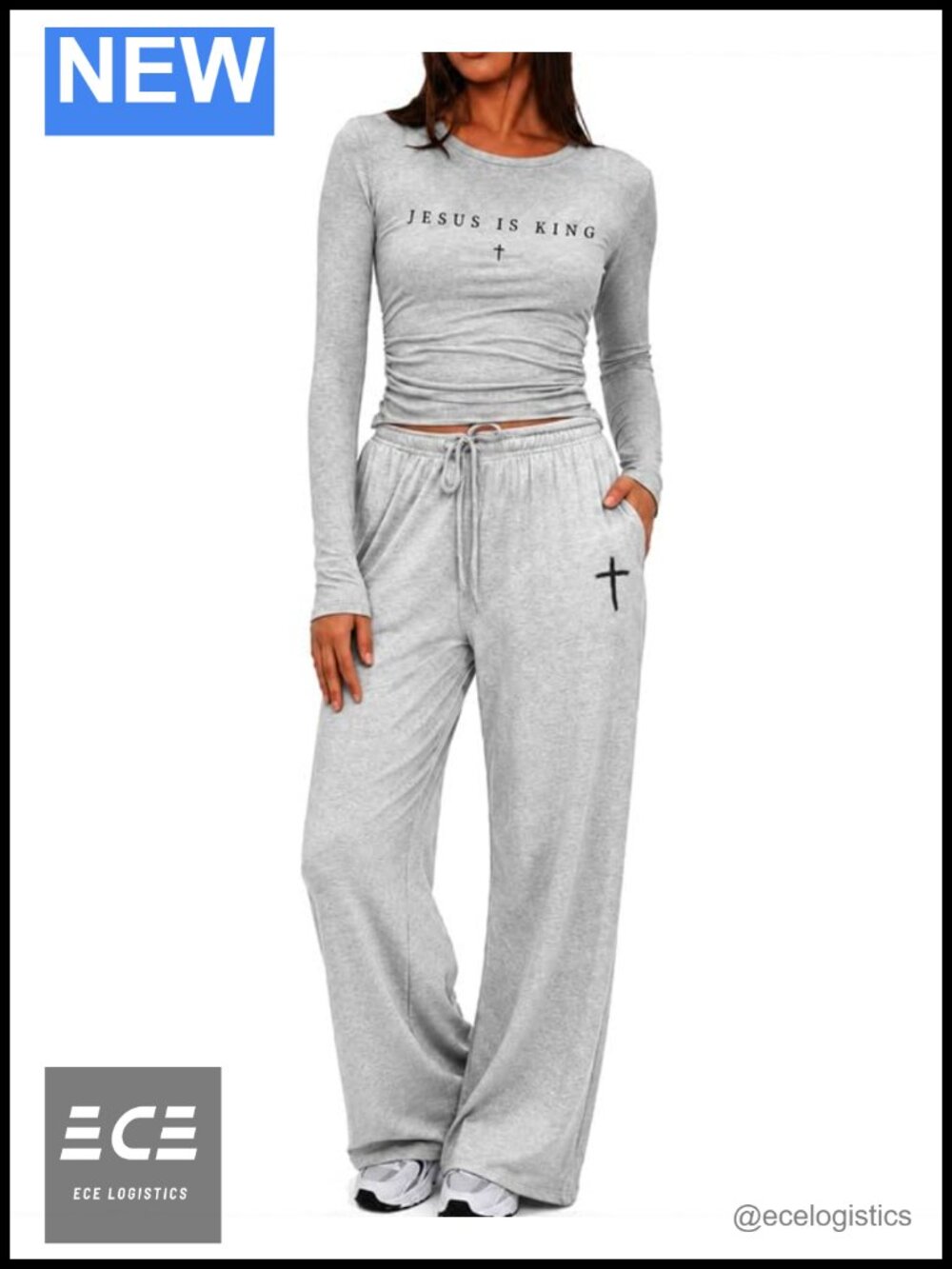 Women's 2 Piece Lounge Set Long Sleeve Tee Wide Leg Pants Pockets Rayon